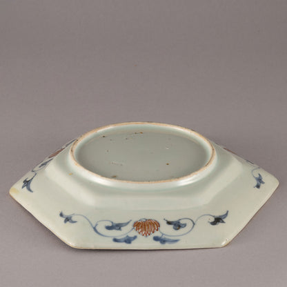 古伊萬裡彩繪花籃六角盤