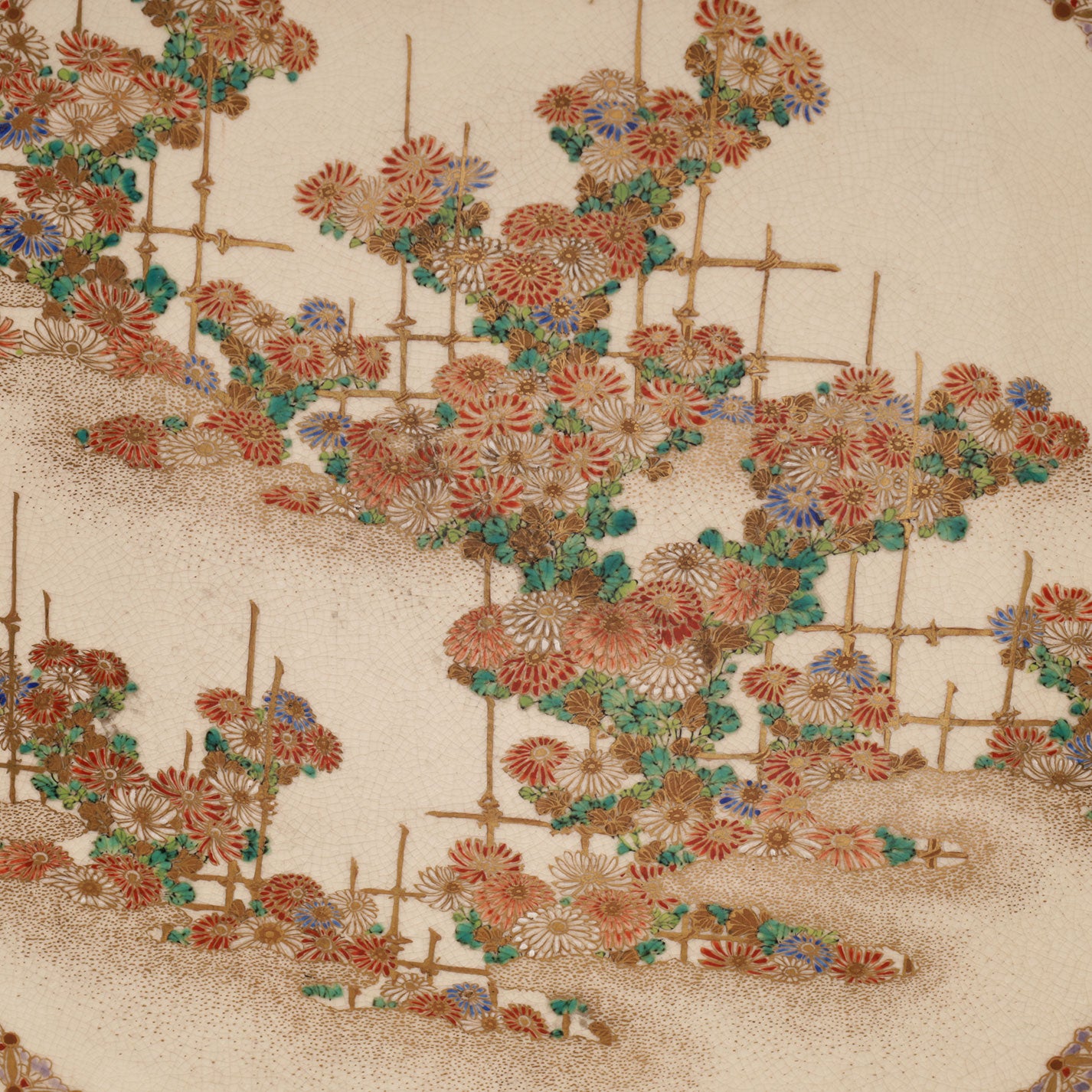 薩摩菊芝垣水仙図扁壺