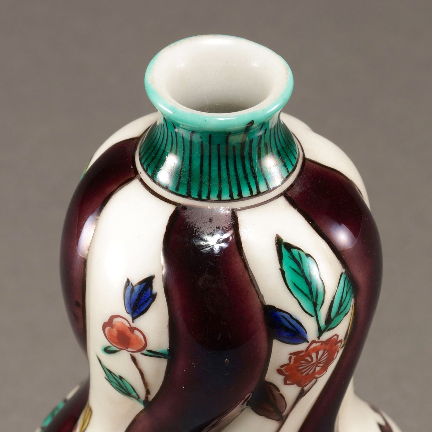 初代 徳田八十吉 ( 石川県1873 - 1956 ) / 古九谷欽慕捻瓢形徳利 壱對