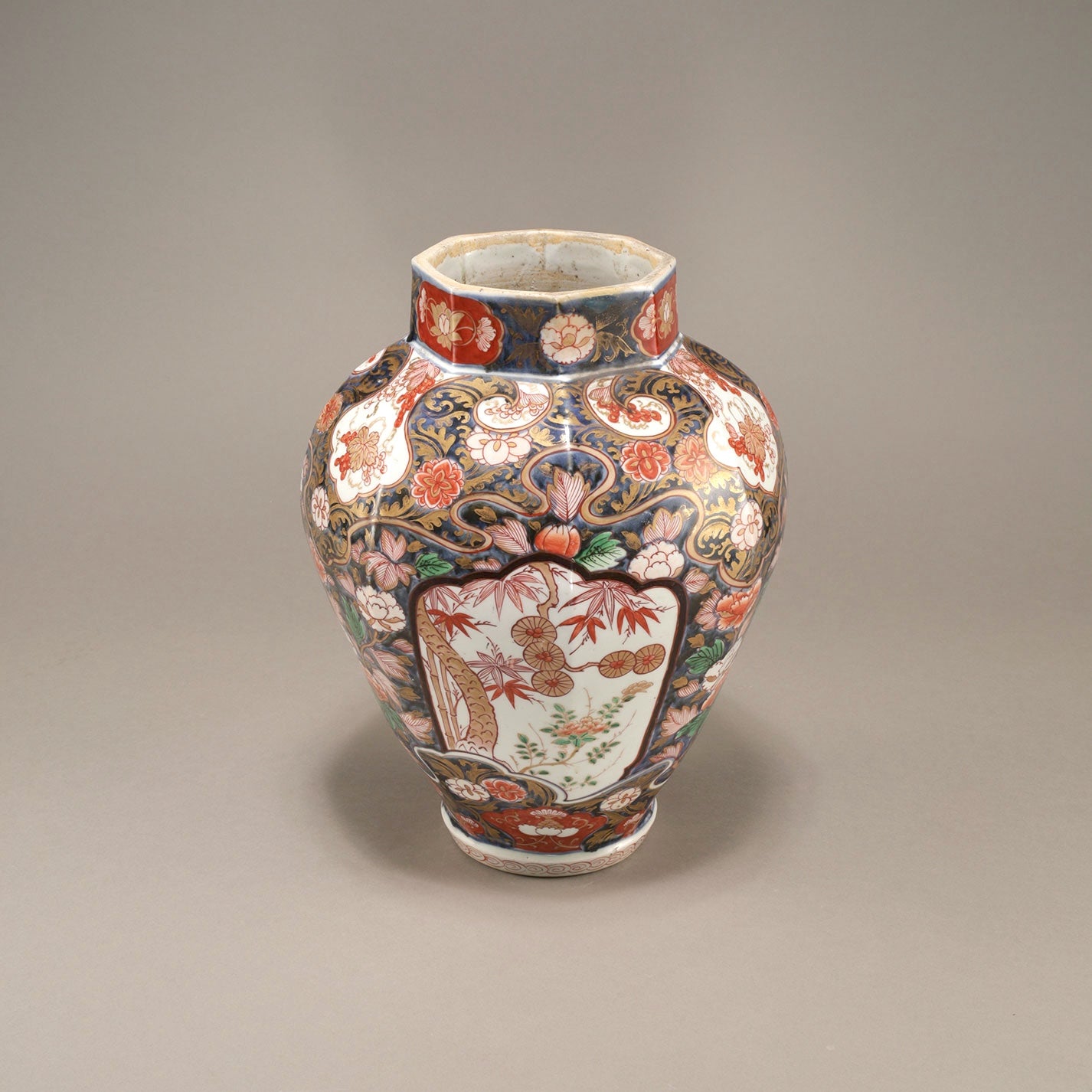 Old Imari Polychrome Porcelain Jar with Floral Motifs