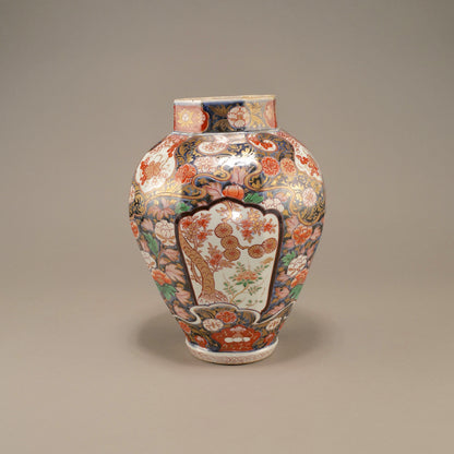 Old Imari Polychrome Porcelain Jar with Floral Motifs