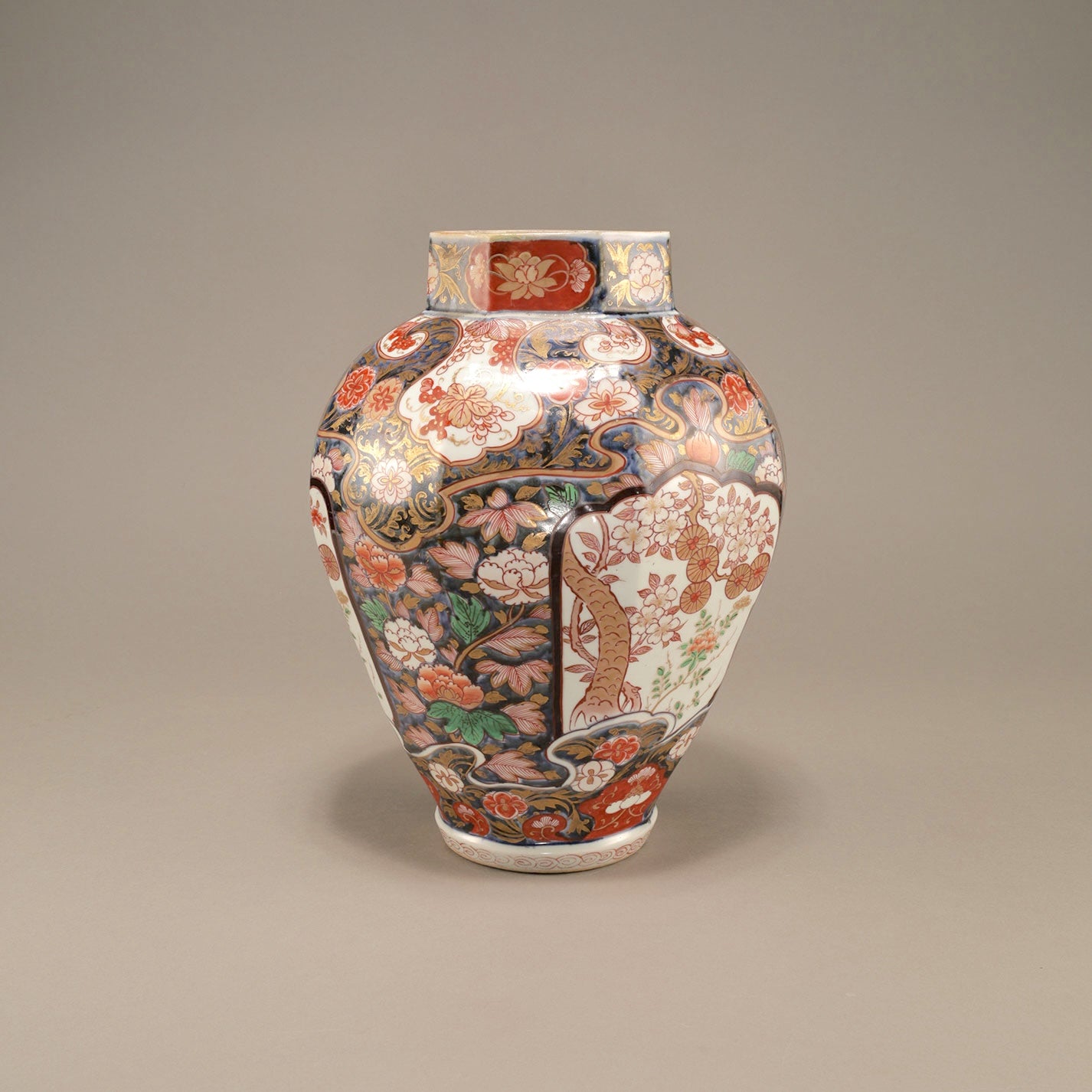 Old Imari Polychrome Porcelain Jar with Floral Motifs