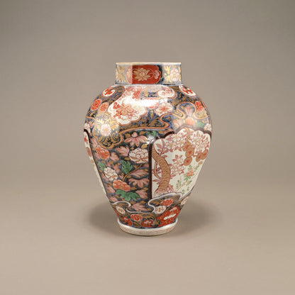 Old Imari Polychrome Porcelain Jar with Floral Motifs