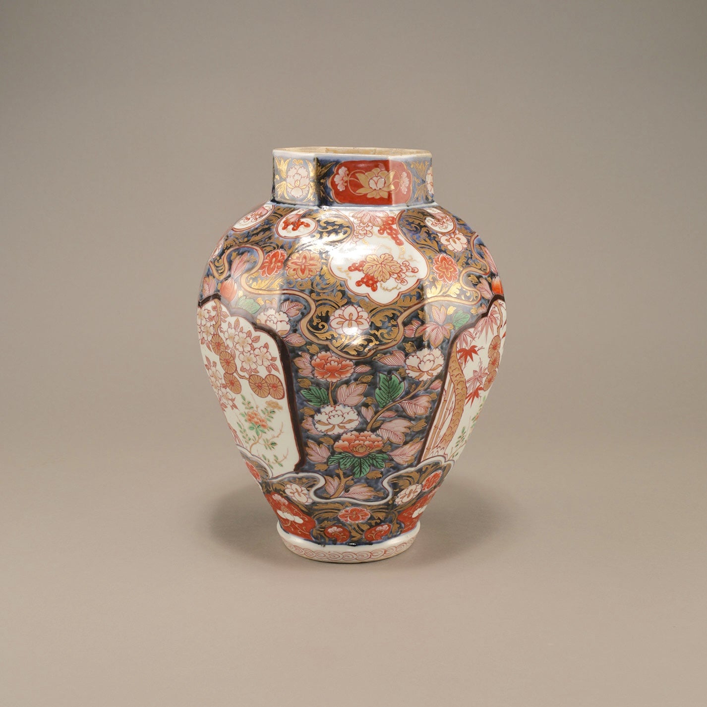 Old Imari Polychrome Porcelain Jar with Floral Motifs