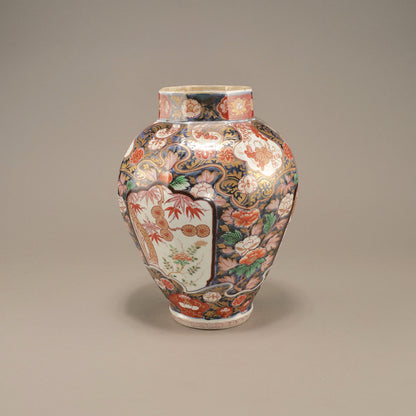 Old Imari Polychrome Porcelain Jar with Floral Motifs