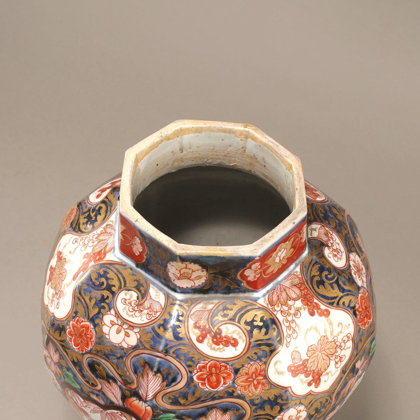 Old Imari Polychrome Porcelain Jar with Floral Motifs