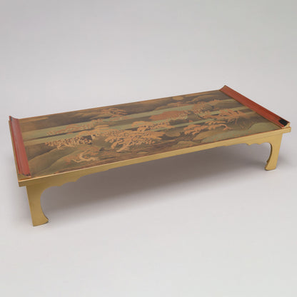 時繪山水樓閣紋書案