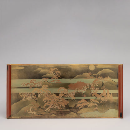 時繪山水樓閣紋書案