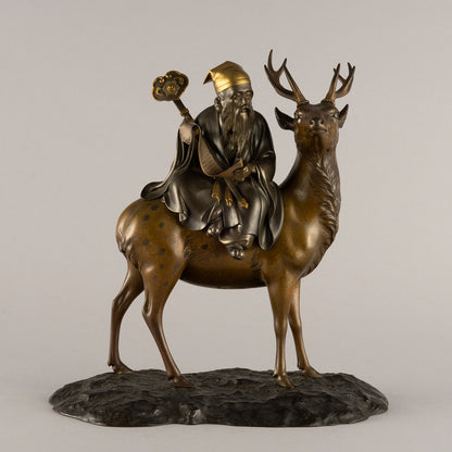 Cast bronze statue of Jurojin