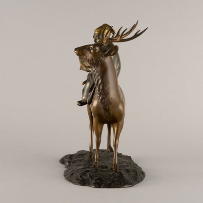Cast bronze statue of Jurojin