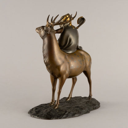 Cast bronze statue of Jurojin