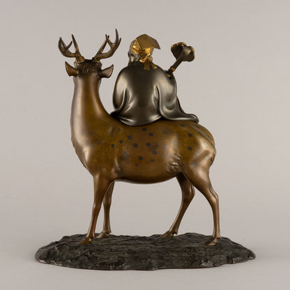 Cast bronze statue of Jurojin