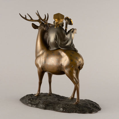 Cast bronze statue of Jurojin