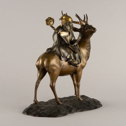 Cast bronze statue of Jurojin