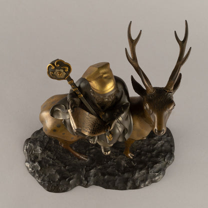 Cast bronze statue of Jurojin
