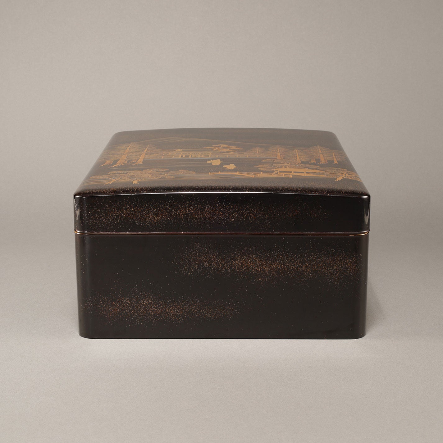 蒔絵下鴨神社図 文庫・硯箱 (2点一組)