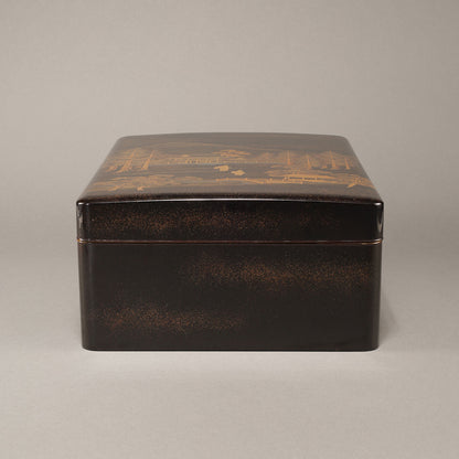 蒔絵下鴨神社図 文庫・硯箱 (2点一組)