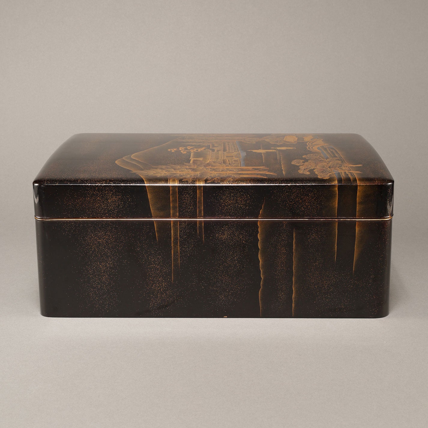 蒔絵下鴨神社図 文庫・硯箱 (2点一組)