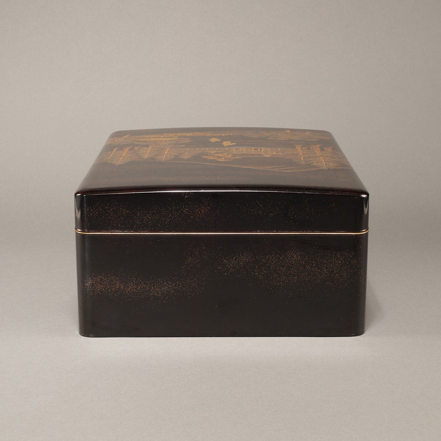 蒔絵下鴨神社図 文庫・硯箱 (2点一組)