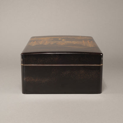 蒔絵下鴨神社図 文庫・硯箱 (2点一組)