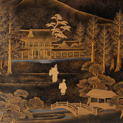 蒔絵下鴨神社図 文庫・硯箱 (2点一組)