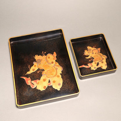 蒔絵下鴨神社図 文庫・硯箱 (2点一組)