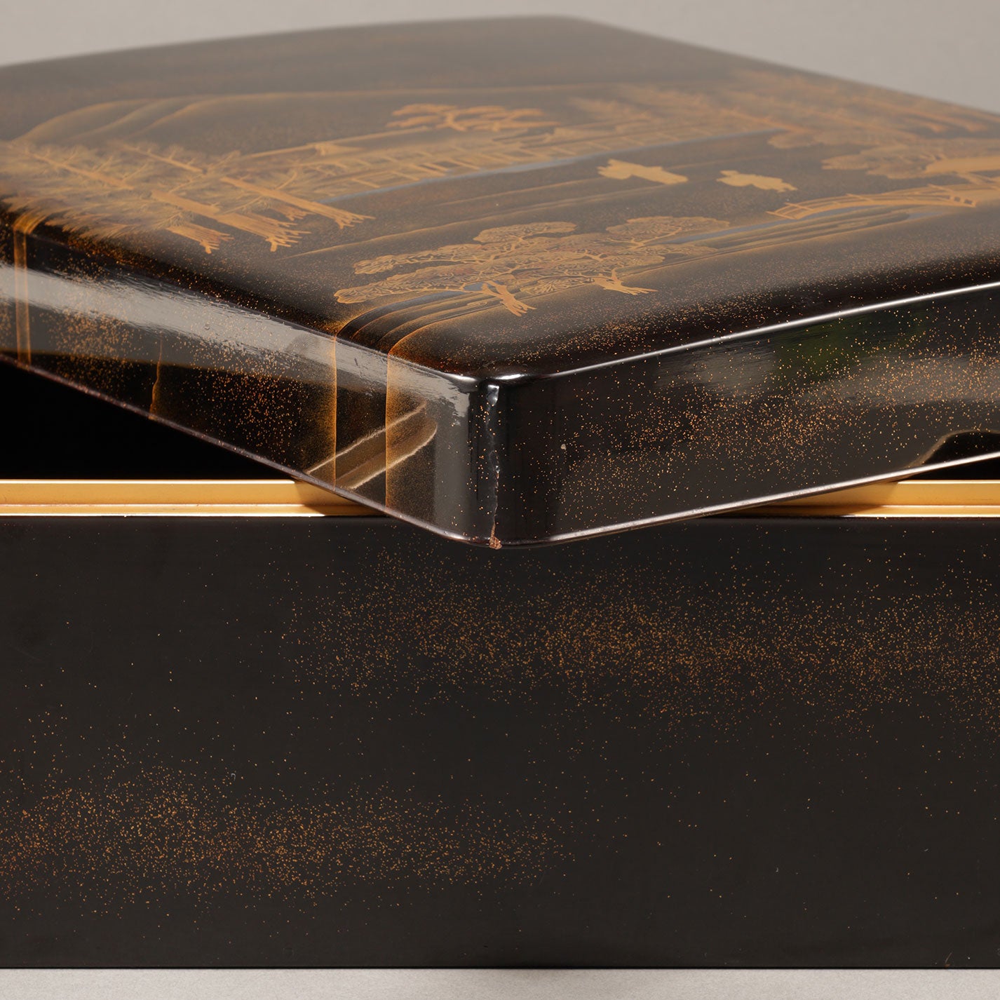 蒔絵下鴨神社図 文庫・硯箱 (2点一組)