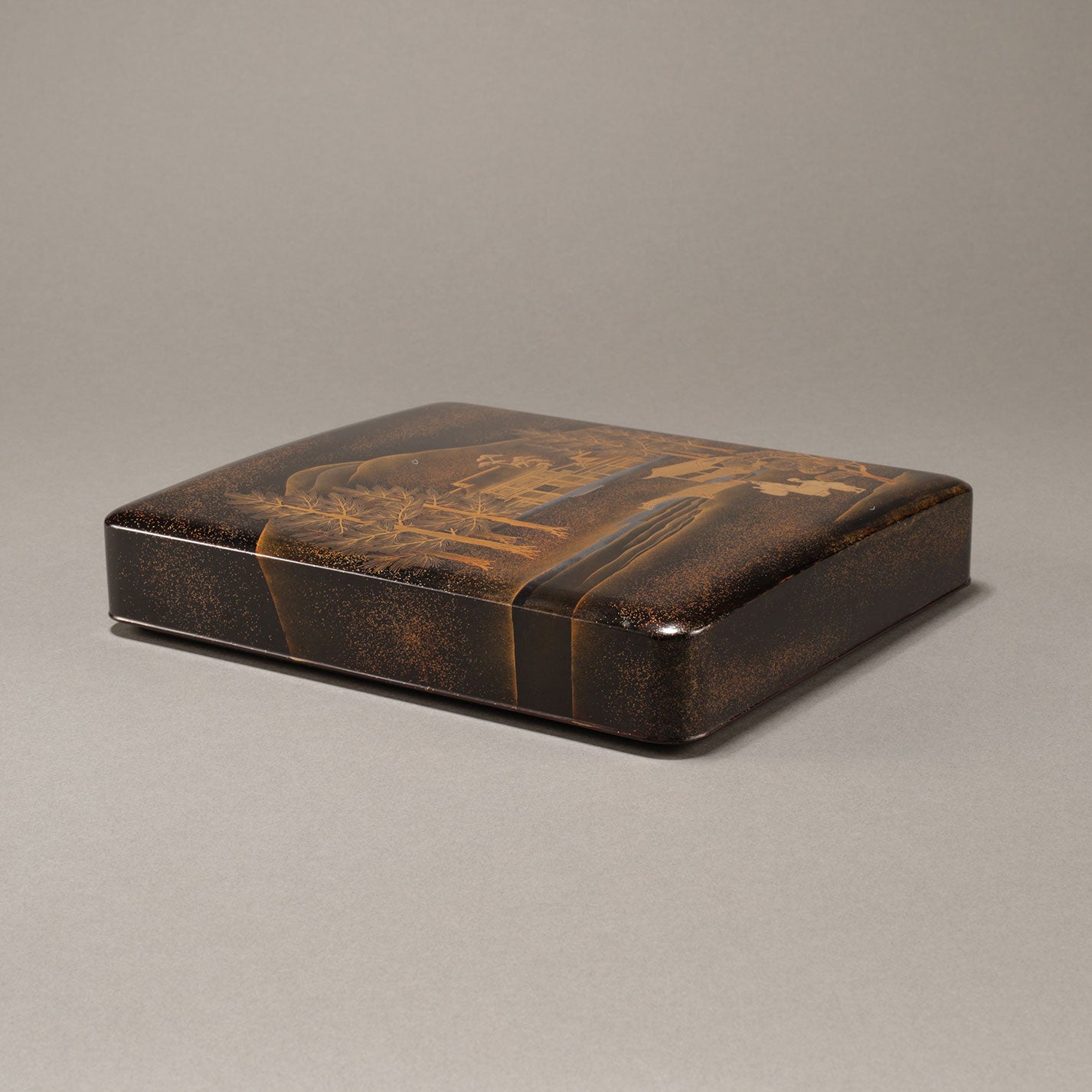 蒔絵下鴨神社図 文庫・硯箱 (2点一組)