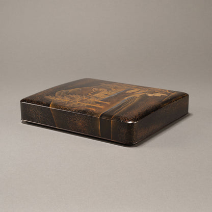 蒔絵下鴨神社図 文庫・硯箱 (2点一組)