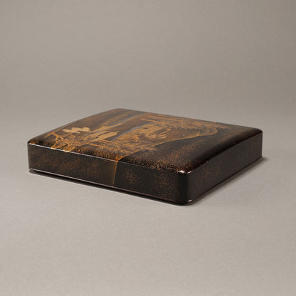 蒔絵下鴨神社図 文庫・硯箱 (2点一組)