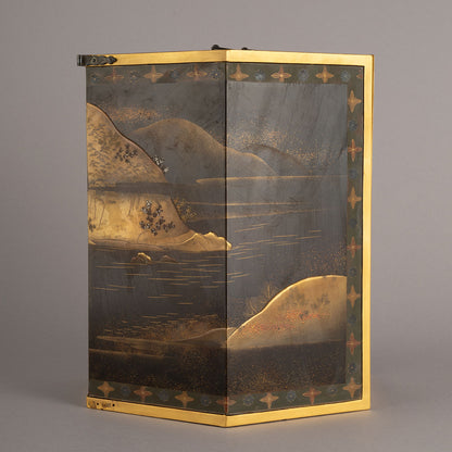 蒔絵嵐山文六角提重