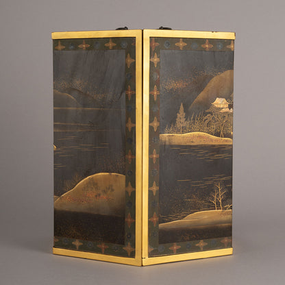 蒔絵嵐山文六角提重