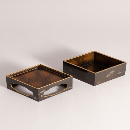 蒔絵嵐山文六角提重