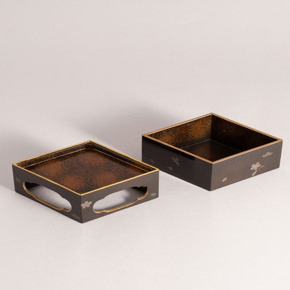 蒔絵嵐山文六角提重