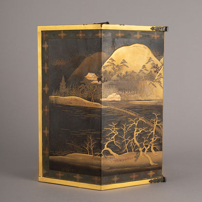 蒔絵嵐山文六角提重