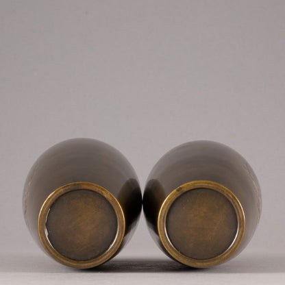 銅製長尾雞花瓶一對