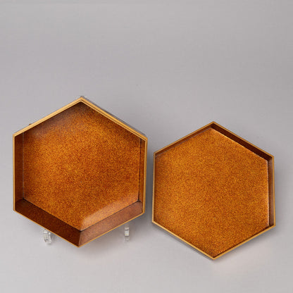 Makie design of Mt. Fuji, old pine and rocks, hexagonal incense box