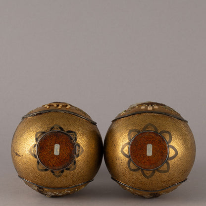 A pair of Shibayama maki-e gourd-shaped vases