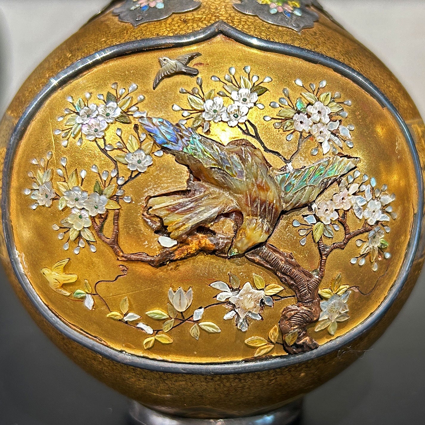 A pair of Shibayama maki-e gourd-shaped vases