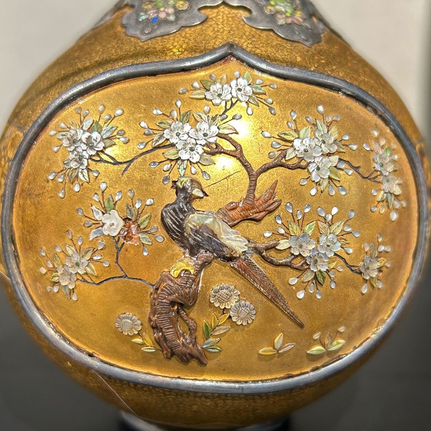 A pair of Shibayama maki-e gourd-shaped vases