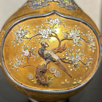 A pair of Shibayama maki-e gourd-shaped vases