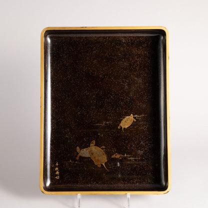 Flower and bird lacquerware stationery and inkstone box (set of 2)