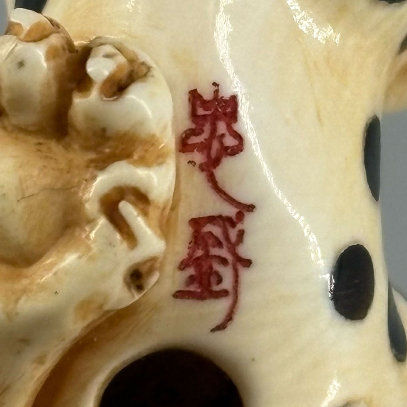 象牙根付　豹 [M0245-003]