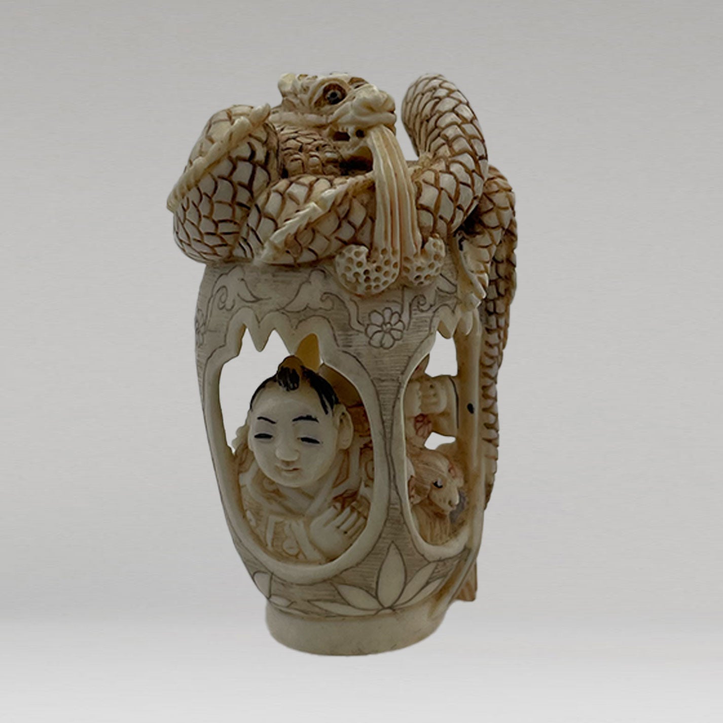 Ivory Netsuke Dragon and Child