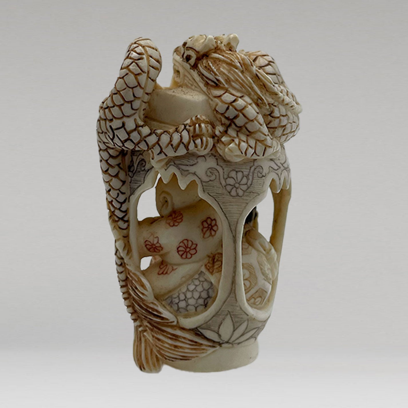 Ivory Netsuke Dragon and Child