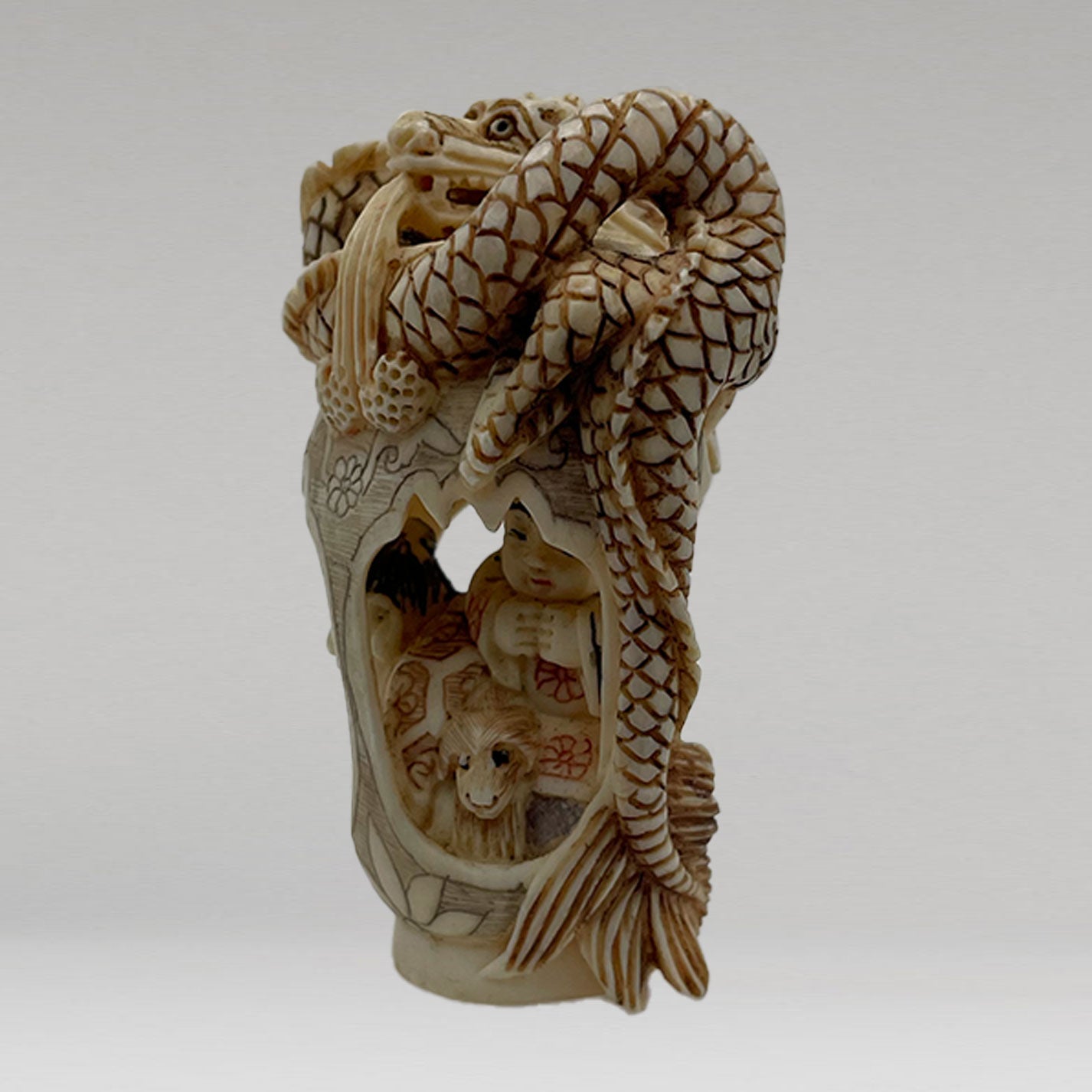 Ivory Netsuke Dragon and Child