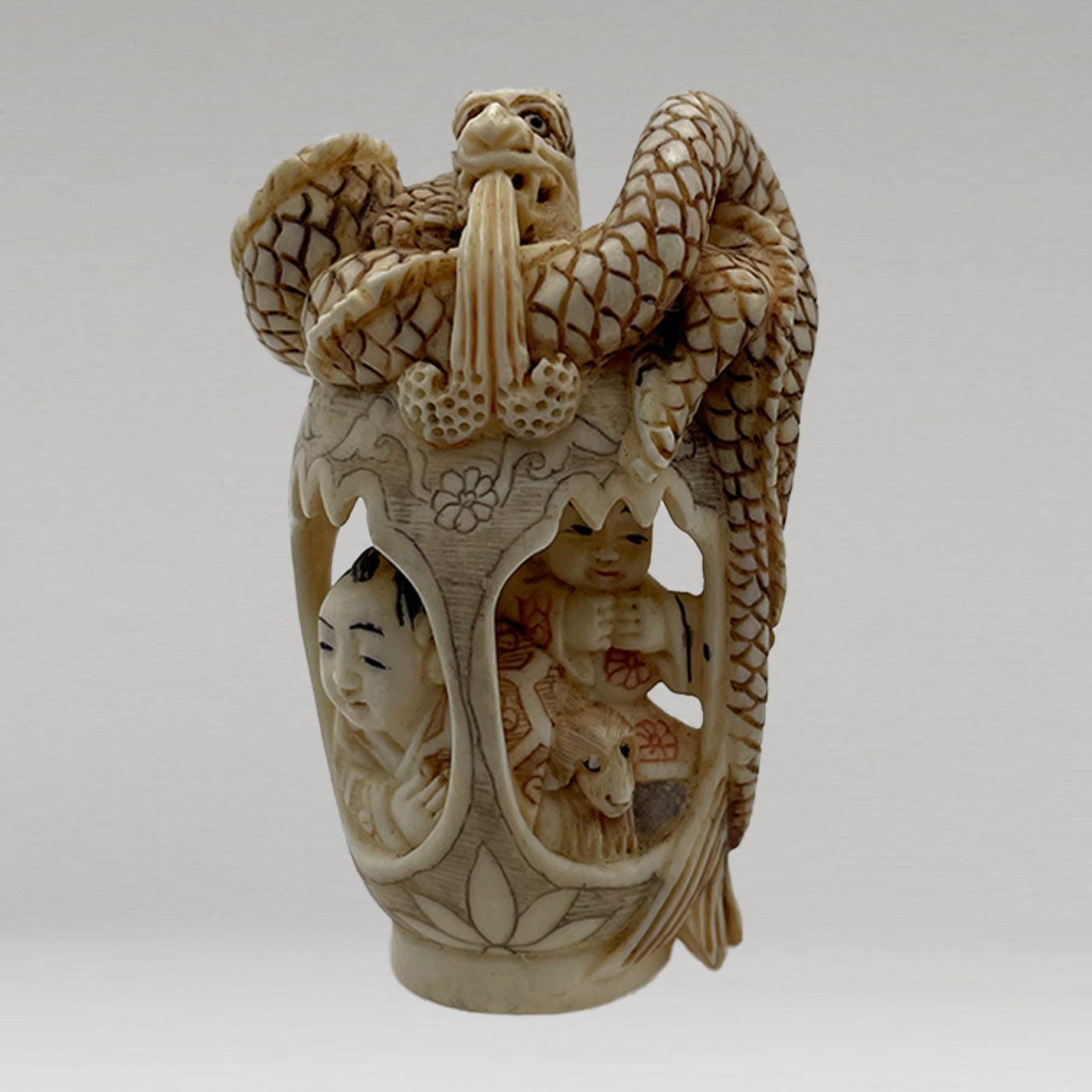 Ivory Netsuke Dragon and Child