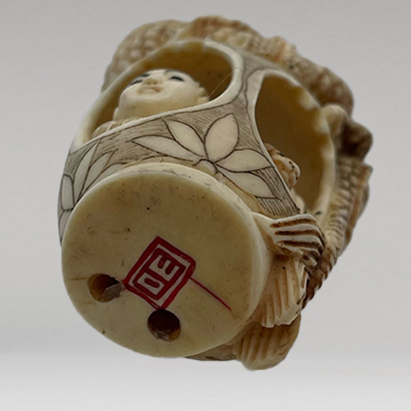 Ivory Netsuke Dragon and Child