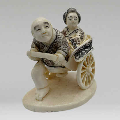 象牙根雕 人力車