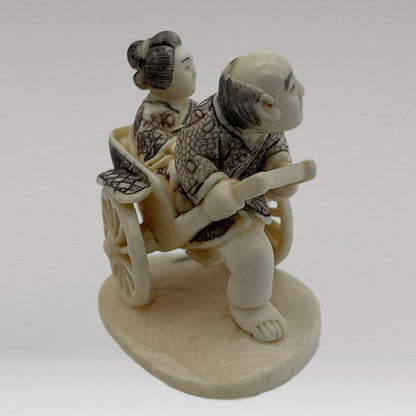 象牙根雕 人力車